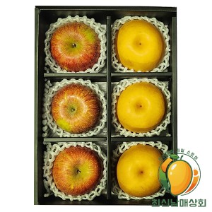 프리미엄 과일 선물세트 사과 3과 330g내외 + 배 3과